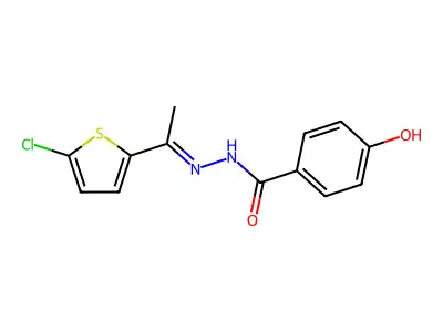 N-[(E)-1-(5-chlorothiophen-2-yl)ethylideneamino]-4-hydroxybenzamide structure