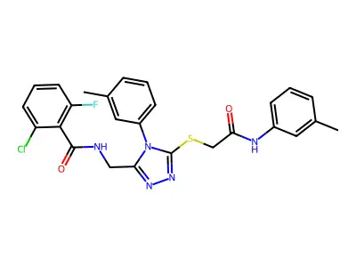 2-chloro-6-fluoro-N-((5-((2-oxo-2-(m-tolylamino)ethyl)thio)-4-(m-tolyl)-4H-1,2,4-triazol-3-yl)methyl)benzamide structure