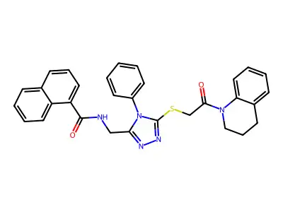 N-((5-((2-(3,4-dihydroquinolin-1(2H)-yl)-2-oxoethyl)thio)-4-phenyl-4H-1,2,4-triazol-3-yl)methyl)-1-naphthamide structure