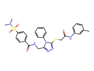 4-(dimethylsulfamoyl)-N-{[5-({[(3-methylphenyl)carbamoyl]methyl}sulfanyl)-4-phenyl-4H-1,2,4-triazol-3-yl]methyl}benzamide structure