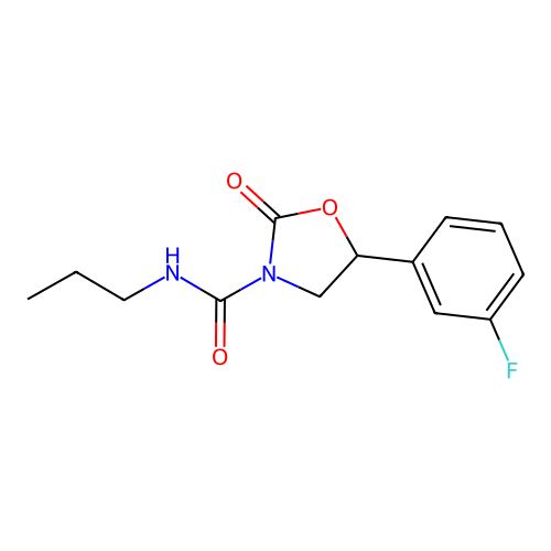 3-Oxazolidinecarboxamide, 5-(3-fluorophenyl)-2-oxo-N-propyl- structure