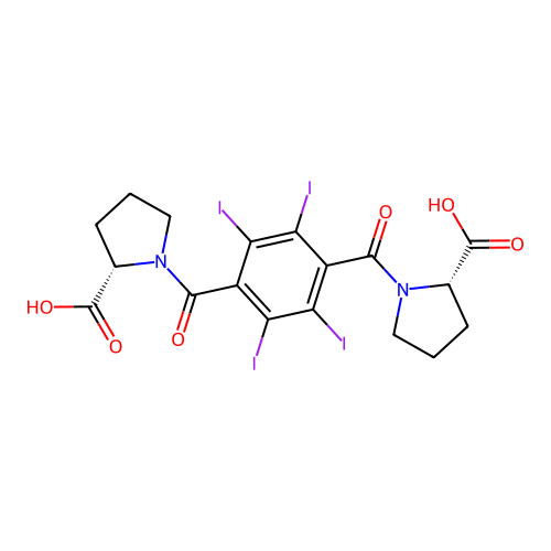 L-Proline, 1,1'-((2,3,5,6-tetraiodo-1,4-phenylene)dicarbonyl)bis- structure