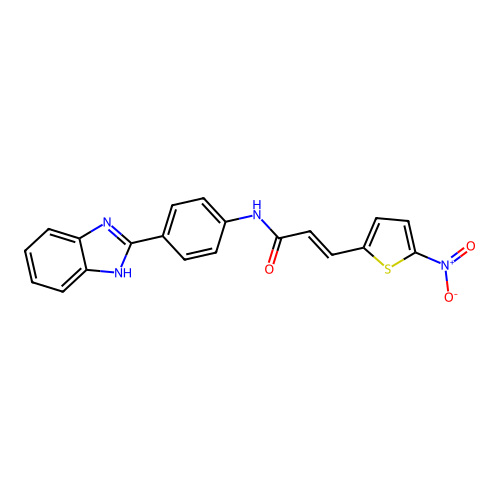 (E)-N-(4-(1H-benzo[d]imidazol-2-yl)phenyl)-3-(5-nitrothiophen-2-yl)acrylamide structure