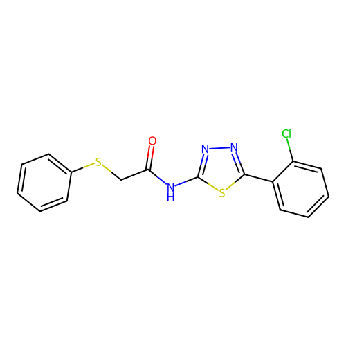 N-(5-(2-chlorophenyl)-1,3,4-thiadiazol-2-yl)-2-(phenylthio)acetamide structure