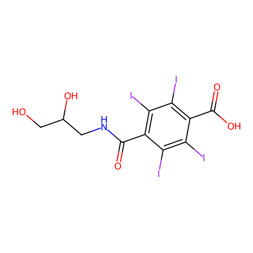 Benzoic acid, 4-(((2,3-dihydroxypropyl)amino)carbonyl)-2,3,5,6-tetraiodo- structure