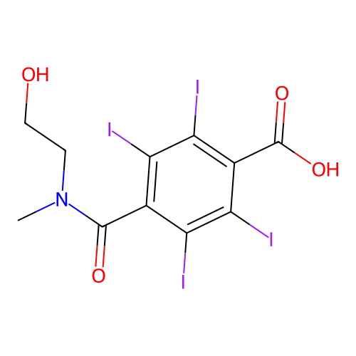 Benzoic acid, 4-(((2-hydroxyethyl)methylamino)carbonyl)-2,3,5,6-tetraiodo- structure