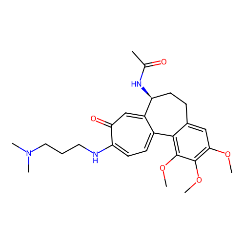 (S)-N-(10-((3-(dimethylamino)propyl)amino)-1,2,3-trimethoxy-9-oxo-5,6,7,9-tetrahydrobenzo[a]heptalen-7-yl)acetamide structure