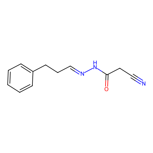 2-cyano-N'-(3-phenylpropylidene)acetohydrazide structure