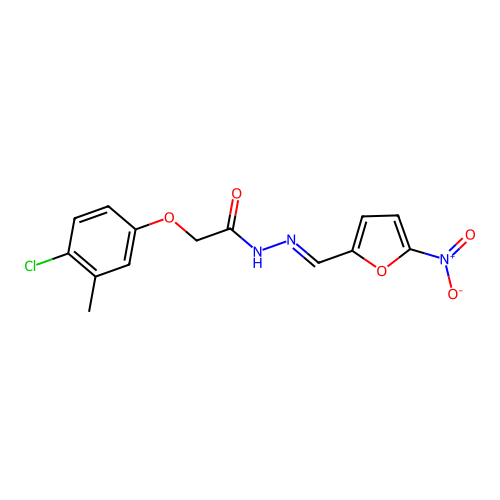 2-(4-chloro-3-methylphenoxy)-N'-[(E)-(5-nitrofuran-2-yl)methylidene]acetohydrazide structure