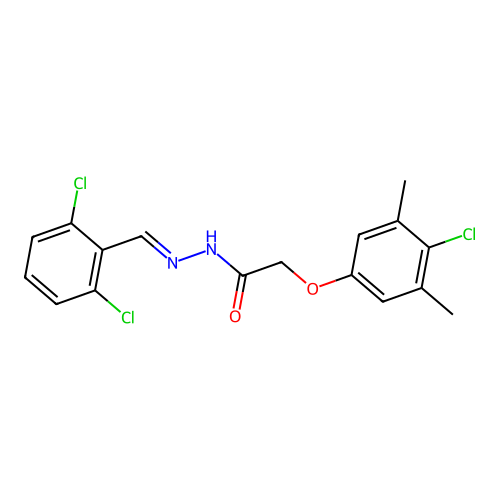 2-(4-chloro-3,5-dimethylphenoxy)-N'-[(E)-(2,6-dichlorophenyl)methylidene]acetohydrazide structure