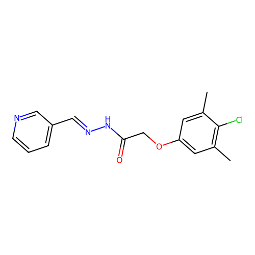 2-(4-chloro-3,5-dimethylphenoxy)-N'-[(E)-pyridin-3-ylmethylidene]acetohydrazide structure