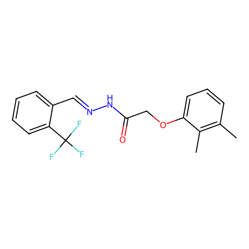 2-(2,3-dimethylphenoxy)-N-[(E)-[2-(trifluoromethyl)phenyl]methylideneamino]acetamide structure