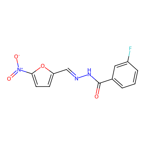 3-fluoro-N-[(E)-(5-nitrofuran-2-yl)methylideneamino]benzamide structure