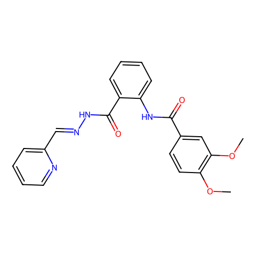 (E)-3,4-dimethoxy-N-(2-(2-(pyridin-2-ylmethylene)hydrazinecarbonyl)phenyl)benzamide structure