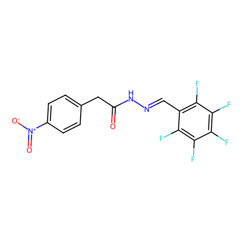 2-(4-nitrophenyl)-N-[(E)-(2,3,4,5,6-pentafluorophenyl)methylideneamino]acetamide structure