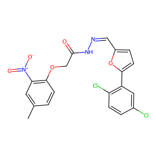 (Z)-N'-((5-(2,5-dichlorophenyl)furan-2-yl)methylene)-2-(4-methyl-2-nitrophenoxy)acetohydrazide structure
