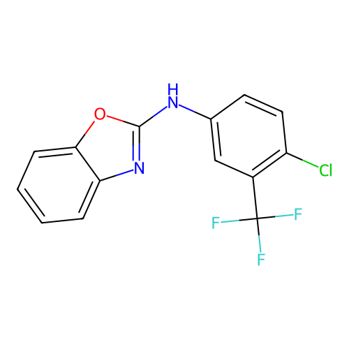 N-[4-chloro-3-(trifluoromethyl)phenyl]-1,3-benzoxazol-2-amine structure