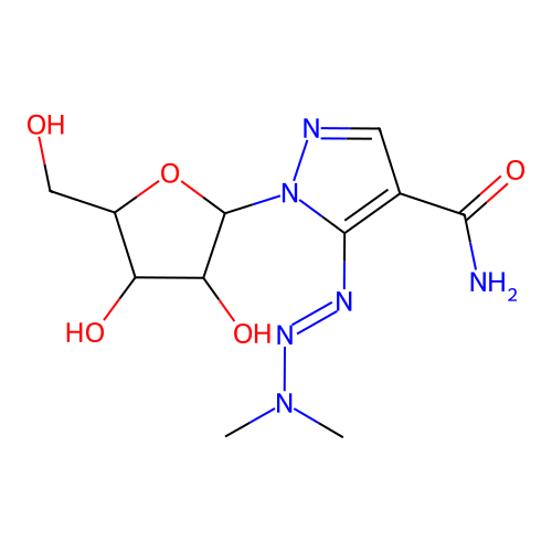 5-(3,3-dimethyltriaz-1-en-1-yl)-1-pentofuranosyl-1h-pyrazole-4-carboxamide structure