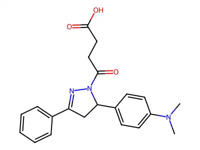 4-(5-(4-(dimethylamino)phenyl)-3-phenyl-4,5-dihydro-1H-pyrazol-1-yl)-4-oxobutanoic acid structure