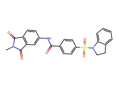 4-(indolin-1-ylsulfonyl)-N-(2-methyl-1,3-dioxoisoindolin-5-yl)benzamide structure