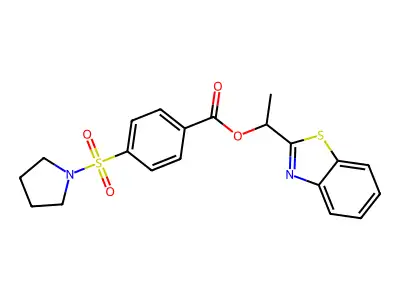 1-(Benzo[d]thiazol-2-yl)ethyl 4-(pyrrolidin-1-ylsulfonyl)benzoate structure