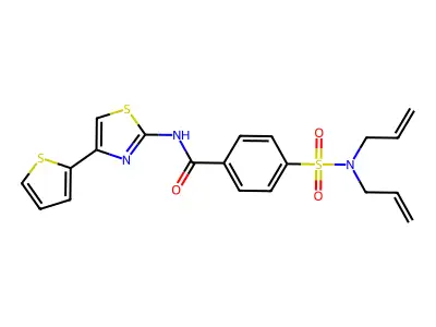 4-(N,N-diallylsulfamoyl)-N-(4-(thiophen-2-yl)thiazol-2-yl)benzamide structure