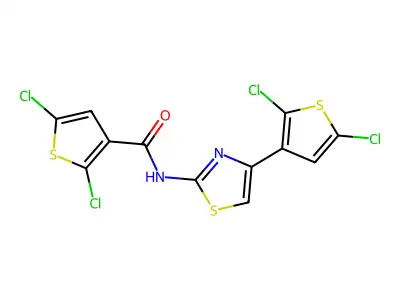 2,5-dichloro-N-[4-(2,5-dichlorothiophen-3-yl)-1,3-thiazol-2-yl]thiophene-3-carboxamide structure