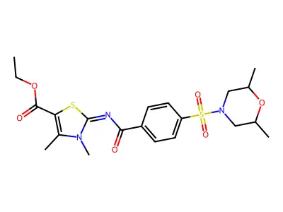 ethyl (2Z)-2-({4-[(2,6-dimethylmorpholin-4-yl)sulfonyl]benzoyl}imino)-3,4-dimethyl-2,3-dihydro-1,3-thiazole-5-carboxylate structure