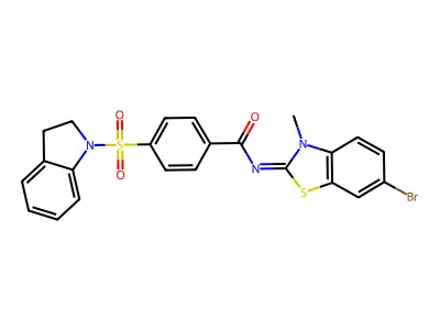 (E)-N-(6-bromo-3-methylbenzo[d]thiazol-2(3H)-ylidene)-4-(indolin-1-ylsulfonyl)benzamide structure