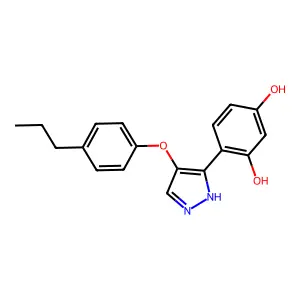 4-[4-(4-propylphenoxy)-1H-pyrazol-3-yl]benzene-1,3-diol structure