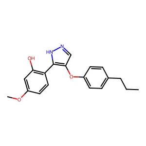 5-methoxy-2-(4-(4-propylphenoxy)-1H-pyrazol-3-yl)phenol structure