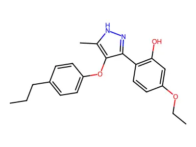 5-ethoxy-2-[5-methyl-4-(4-propylphenoxy)-1H-pyrazol-3-yl]phenol structure