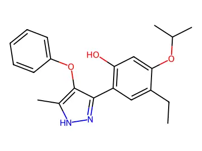 4-ethyl-5-isopropoxy-2-(5-methyl-4-phenoxy-1H-pyrazol-3-yl)phenol structure