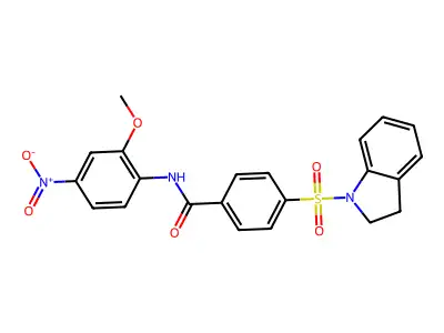 4-(indolin-1-ylsulfonyl)-N-(2-methoxy-4-nitrophenyl)benzamide structure