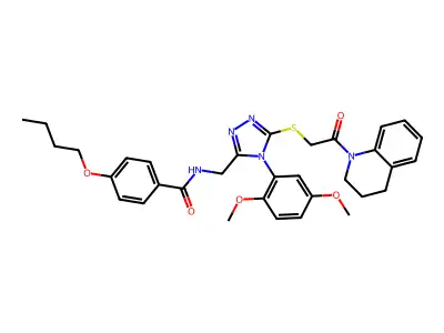 4-butoxy-N-((5-((2-(3,4-dihydroquinolin-1(2H)-yl)-2-oxoethyl)thio)-4-(2,5-dimethoxyphenyl)-4H-1,2,4-triazol-3-yl)methyl)benzamide structure