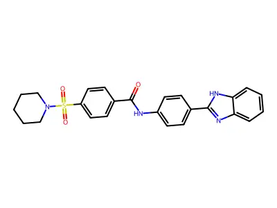 N-(4-(1H-benzo[d]imidazol-2-yl)phenyl)-4-(piperidin-1-ylsulfonyl)benzamide structure