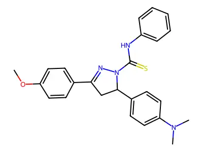 5-[4-(dimethylamino)phenyl]-3-(4-methoxyphenyl)-N-phenyl-4,5-dihydro-1H-pyrazole-1-carbothioamide structure