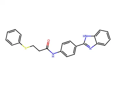 N-(4-(1H-benzo[d]imidazol-2-yl)phenyl)-3-(phenylthio)propanamide structure