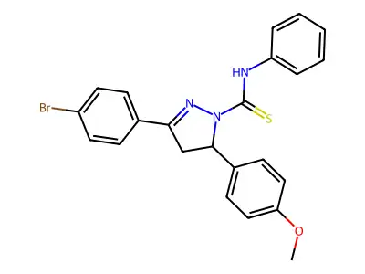 3-(4-bromophenyl)-5-(4-methoxyphenyl)-N-phenyl-4,5-dihydro-1H-pyrazole-1-carbothioamide structure