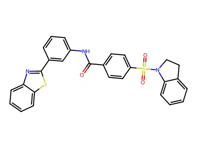 N-(3-(benzo[d]thiazol-2-yl)phenyl)-4-(indolin-1-ylsulfonyl)benzamide structure