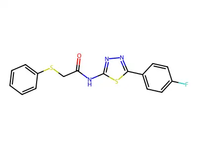 N-(5-(4-fluorophenyl)-1,3,4-thiadiazol-2-yl)-2-(phenylthio)acetamide structure