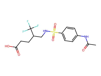4-[(4-Acetamidobenzenesulfonamido)methyl]-5,5,5-trifluoropentanoic acid structure