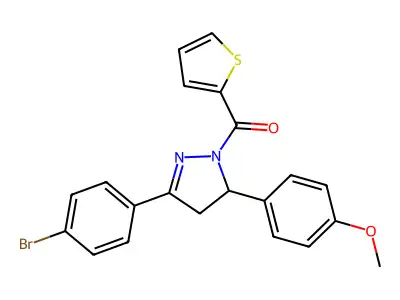 (3-(4-bromophenyl)-5-(4-methoxyphenyl)-4,5-dihydro-1H-pyrazol-1-yl)(thiophen-2-yl)methanone structure