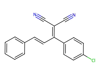 (E)-2-(1-(4-chlorophenyl)-3-phenylallylidene)malononitrile structure