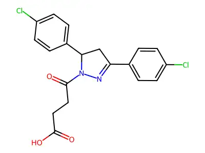 4-(3,5-bis(4-chlorophenyl)-4,5-dihydro-1H-pyrazol-1-yl)-4-oxobutanoic acid structure