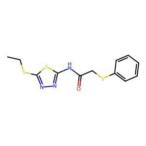 N-(5-ethylsulfanyl-1,3,4-thiadiazol-2-yl)-2-phenylsulfanylacetamide structure