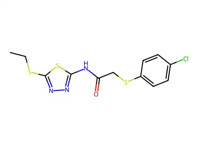 2-((4-chlorophenyl)thio)-N-(5-(ethylthio)-1,3,4-thiadiazol-2-yl)acetamide structure