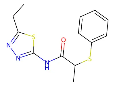 N-(5-ethyl-1,3,4-thiadiazol-2-yl)-2-phenylsulfanylpropanamide structure