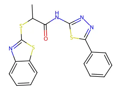 2-(benzo[d]thiazol-2-ylthio)-N-(5-phenyl-1,3,4-thiadiazol-2-yl)propanamide structure