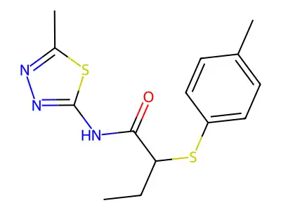 N-(5-methyl-1,3,4-thiadiazol-2-yl)-2-(p-tolylthio)butanamide structure
